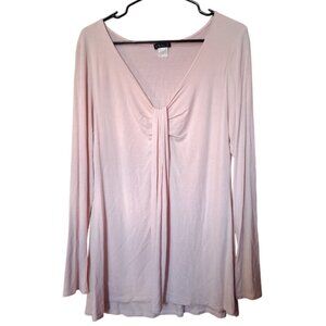 Venus Large Light Pink Knot Front V-Neck Long Sleeve Top